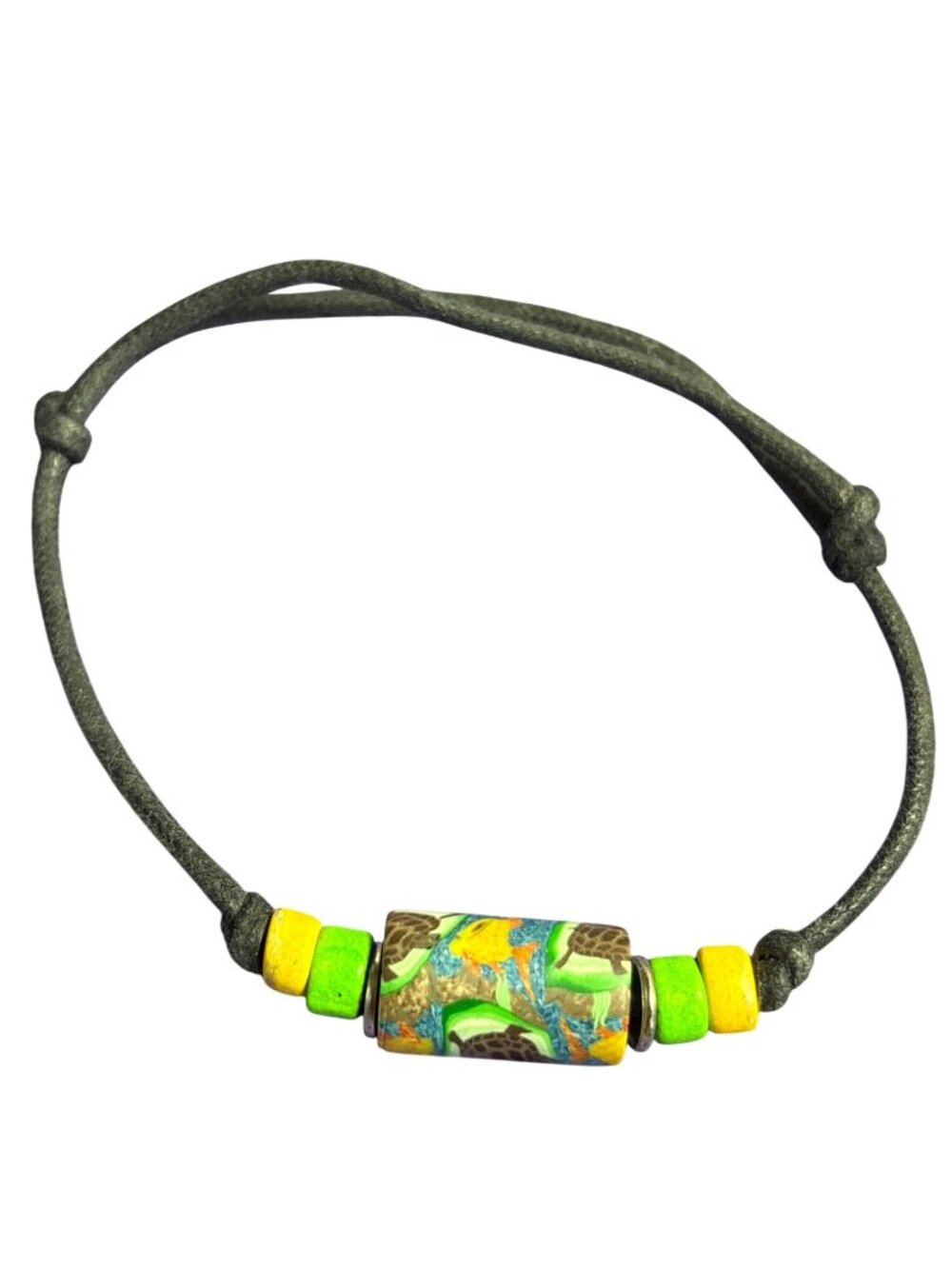 Artisan Beaded Adjustable Bracelet Turtles Fish Black Cord